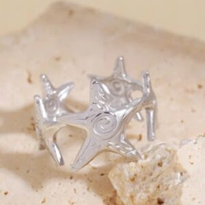 Stainless Steel Silver Starfish Ring